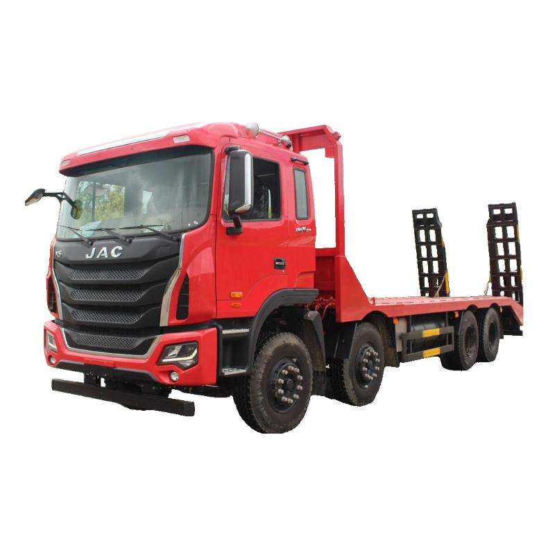 Durable 25-ton 8x4 Flatbed Truck with Rear Ladder, Suitable for Excavator and Loader Transportation